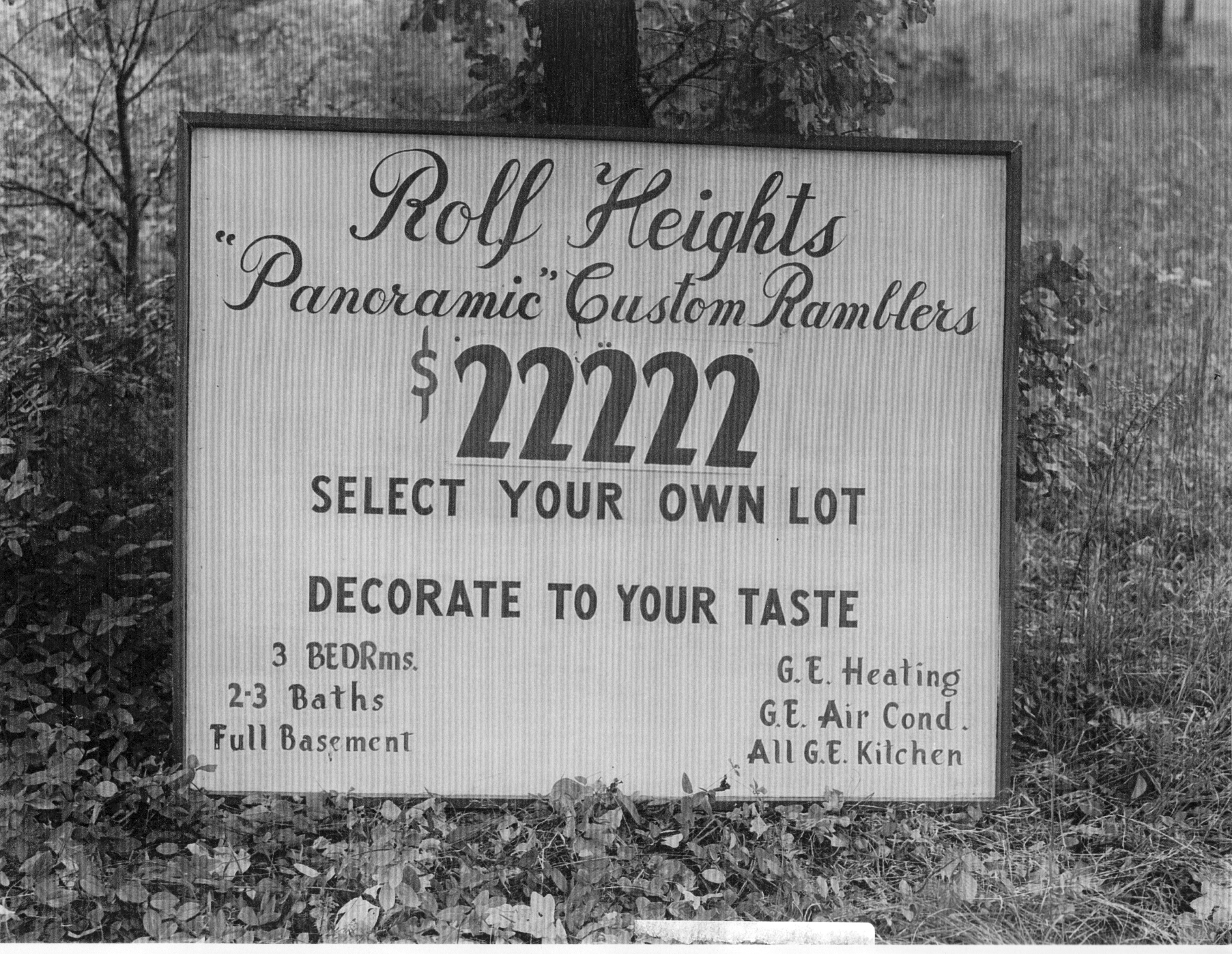 Rolf Heights Sales Sign 1955 - Photo courtesy of the Annandale Chamber of Commerce Photographic Archive with all rights of use reserved.